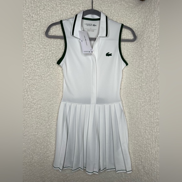 Lacoste Dresses & Skirts - Lacoste White and Green Sleeveless Polo Dress